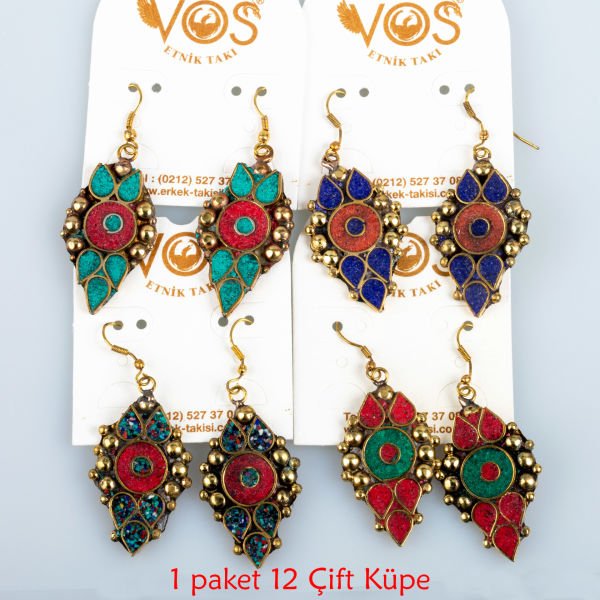 Pirinç Küpe Paket 12 Çift Mix