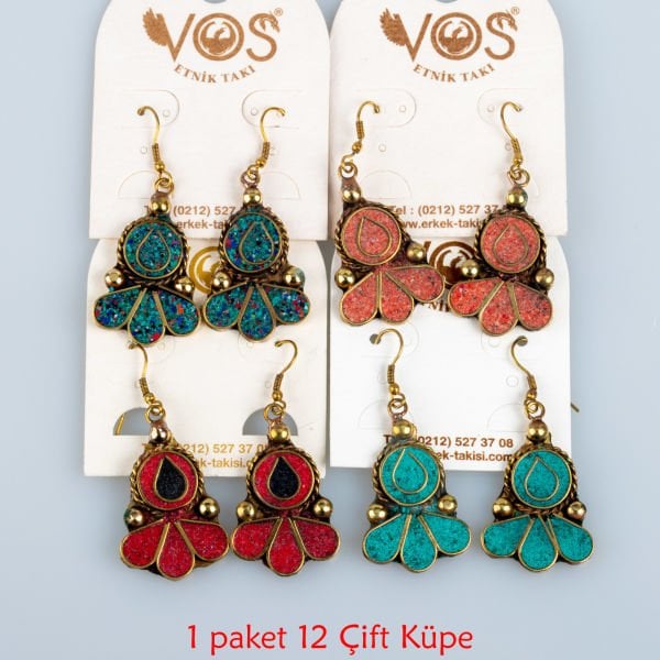 Pirinç Küpe Paket 12 Çift Mix