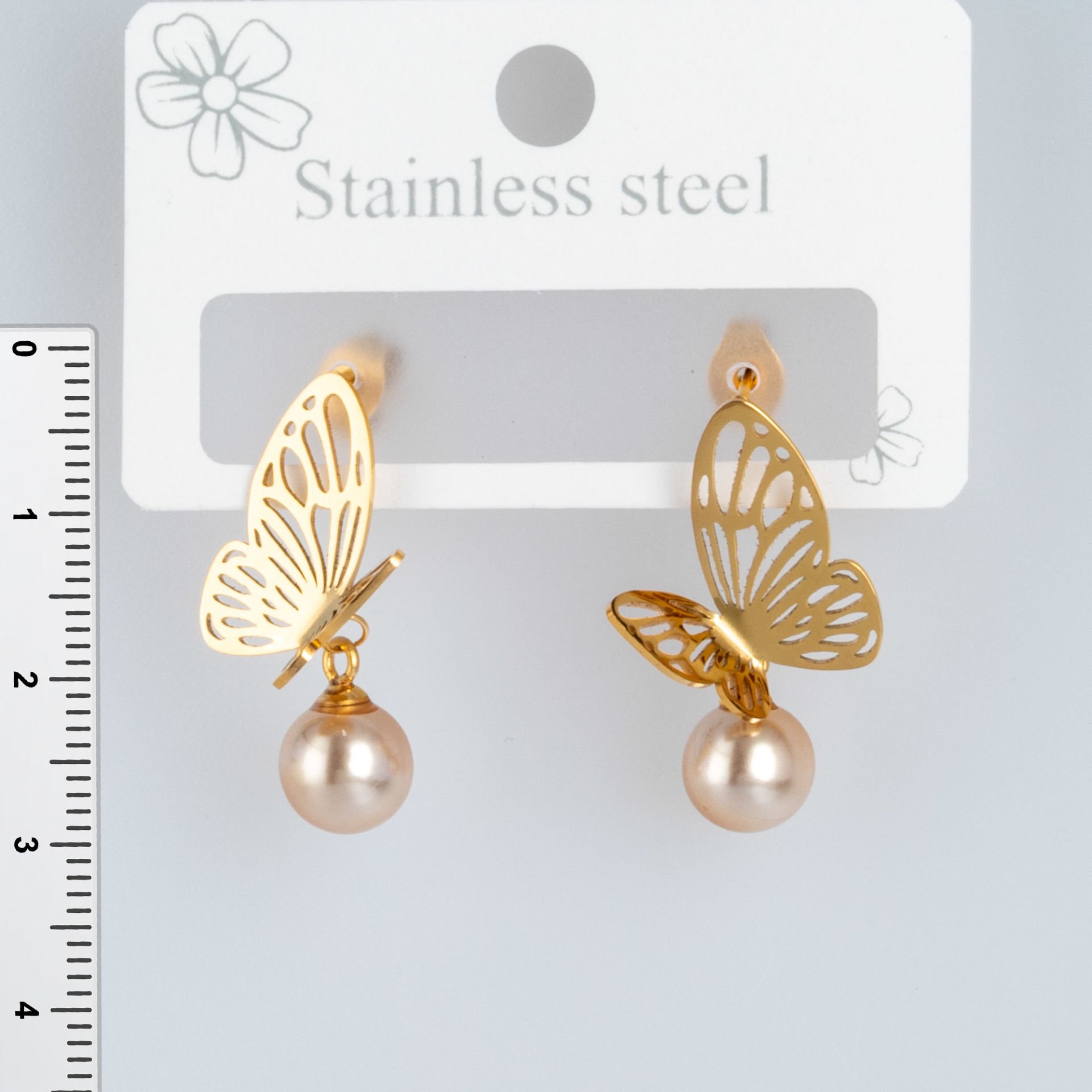 Steel Earring Butterfly - 1 Pair
