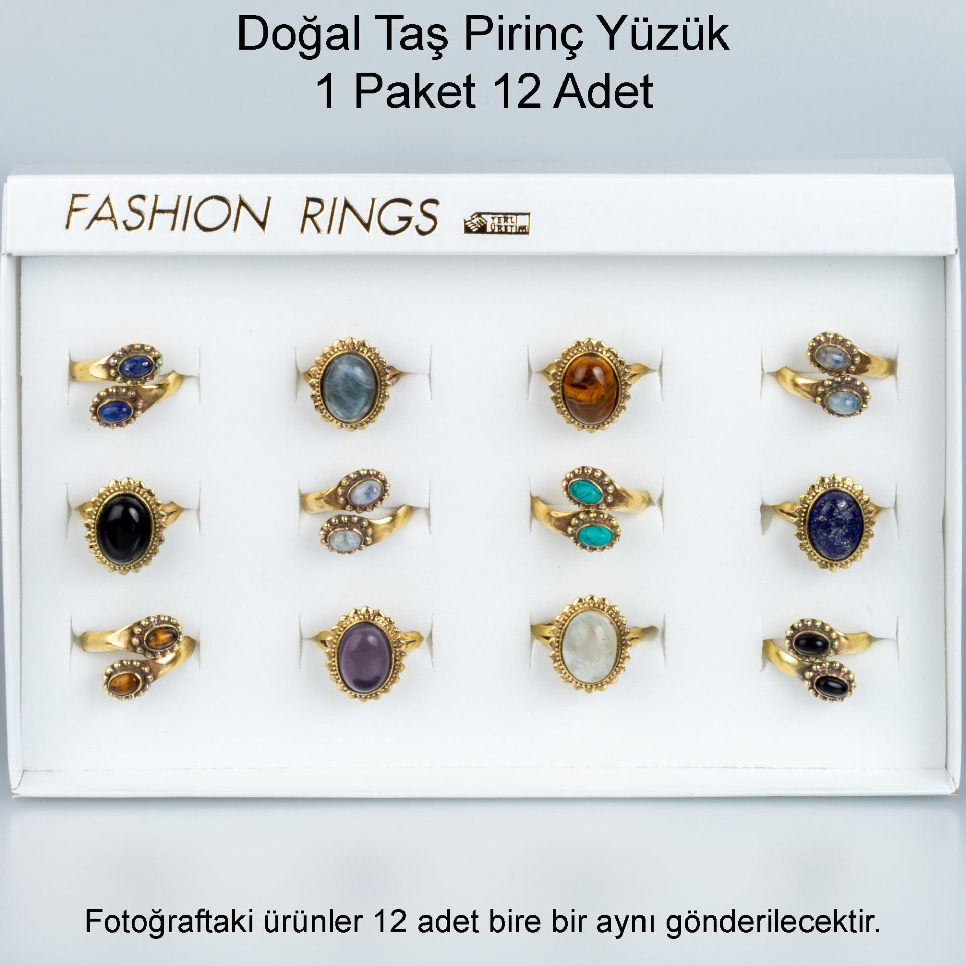 Natural Stone Brass Ring-Package
