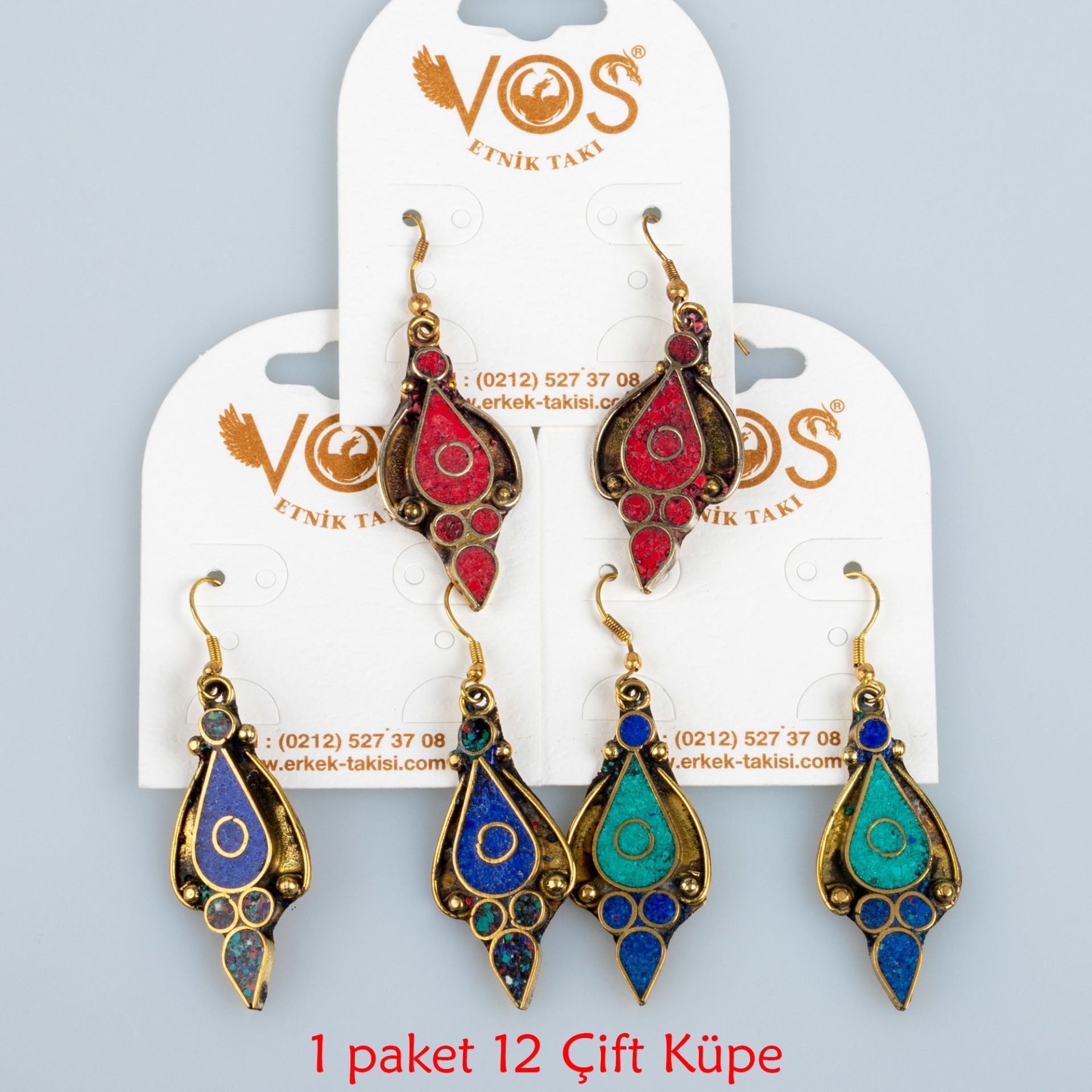 Pirinç Küpe Paket 12 Çift Mix