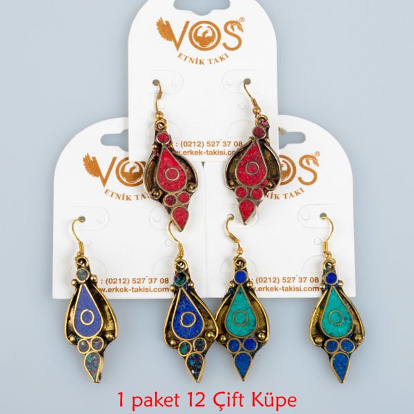 Pirinç Küpe Paket 12 Çift Mix