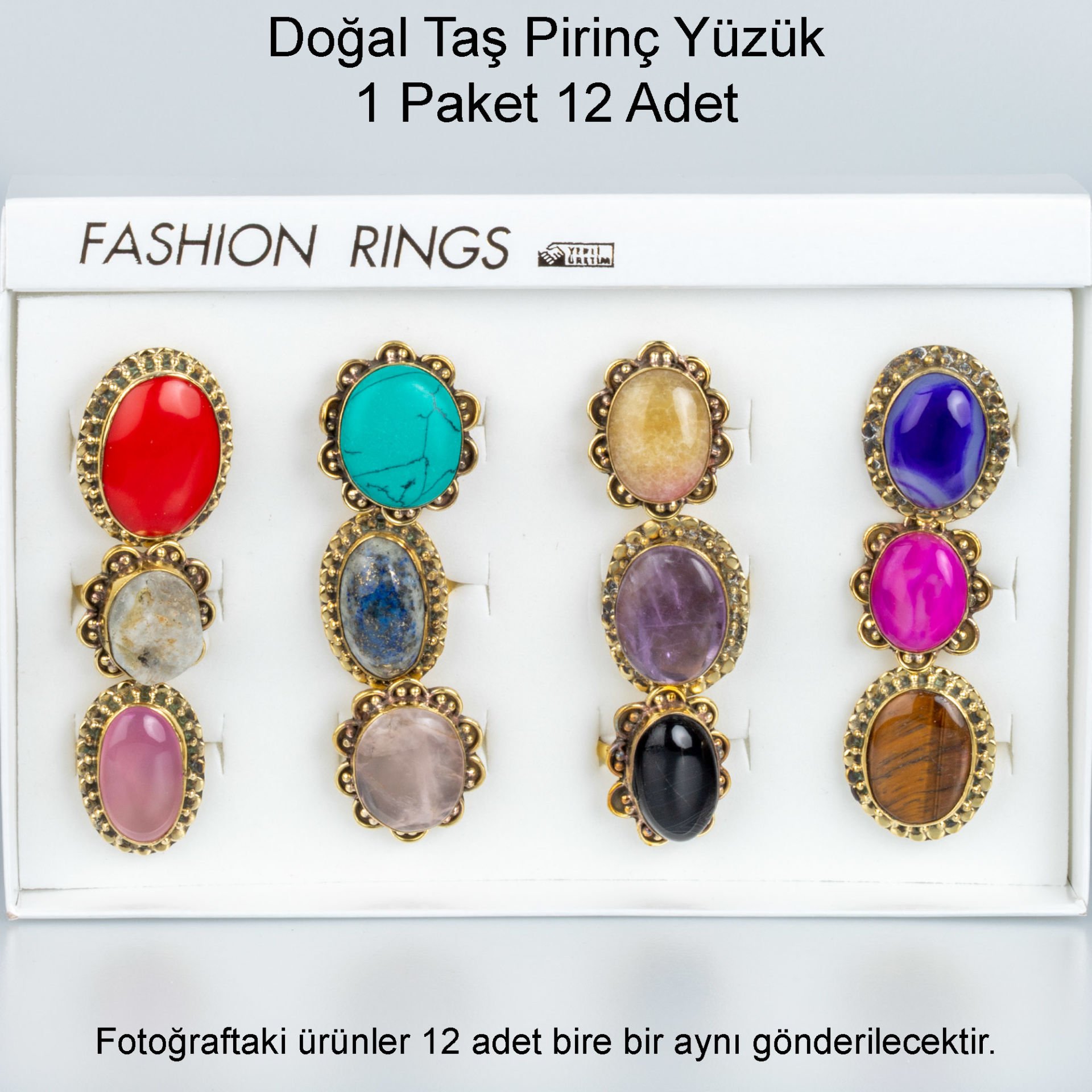 Doğal Taş Pirinç Yüzük-Paket