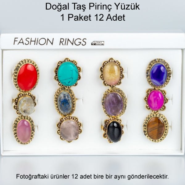 Doğal Taş Pirinç Yüzük-Paket