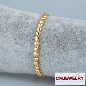 CM Jewelry 14K Kalp Zincir Taşlı Bileklik