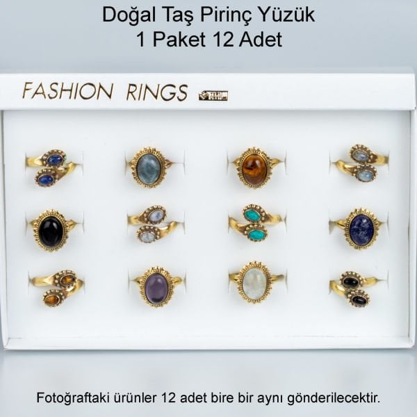 Doğal Taş Pirinç Yüzük-Paket