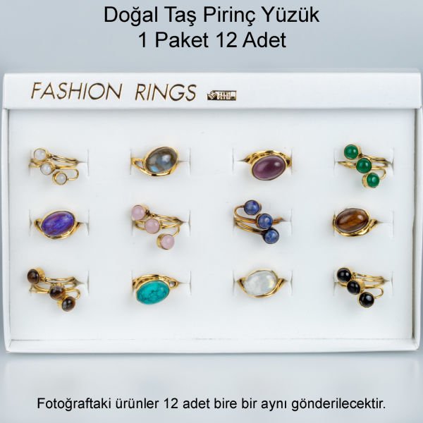 Doğal Taş Pirinç Yüzük-Paket