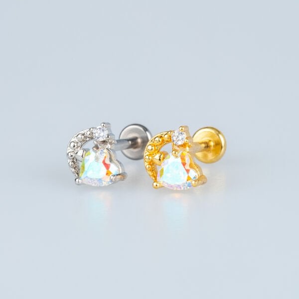 Piercing Tragus Ay Kalp Taş