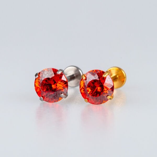 Piercing Titanyum Labret 6mm Taş