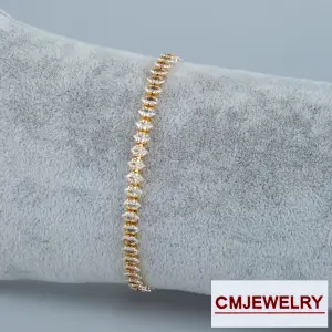 CM Jewelry 14K Zincir Taşlı Bileklik