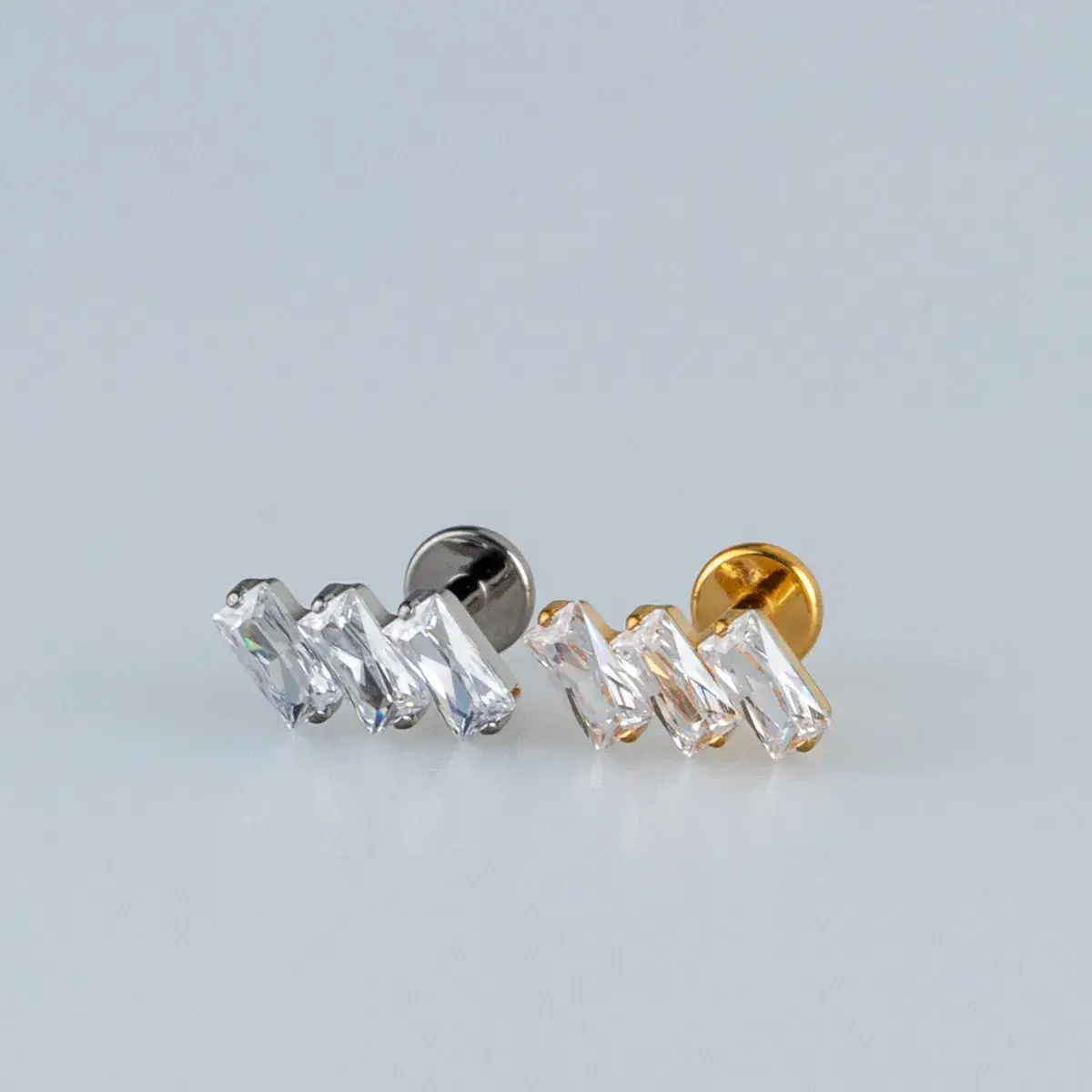 Toptan G23 Titanyum Üçlü Baget Piercing Sarı 8mm
