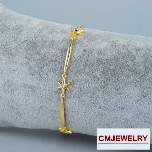 CM Jewelry 14K Zincir Taşlı Yıldız Bileklik