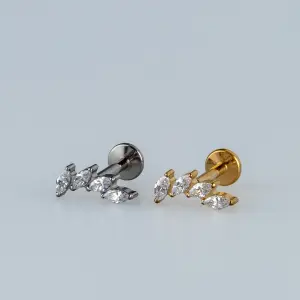 Toptan G23 Titanyum Dörtlü Markiz Piercing Beyaz 8mm