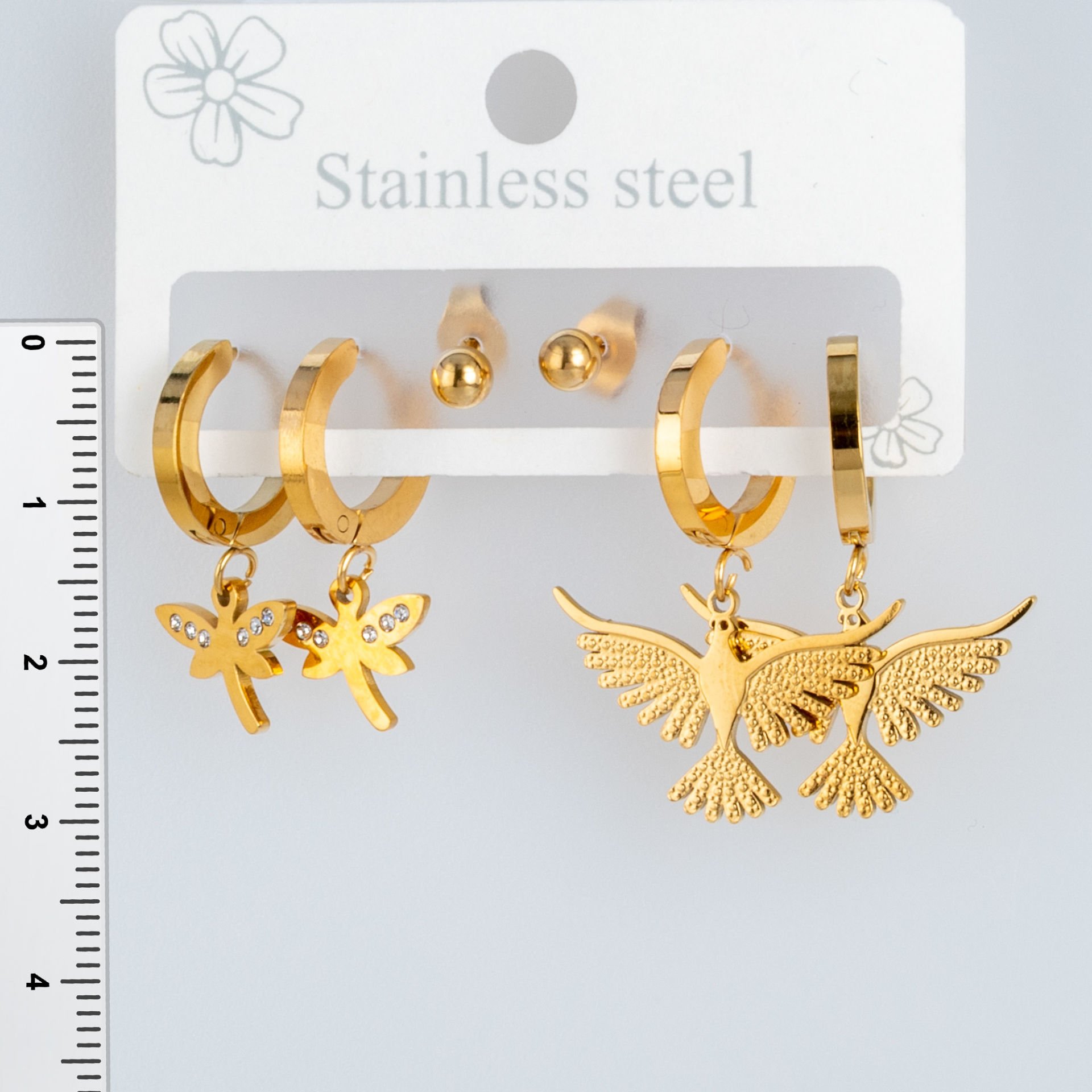 أقراط فولاذية - 3 أزواج