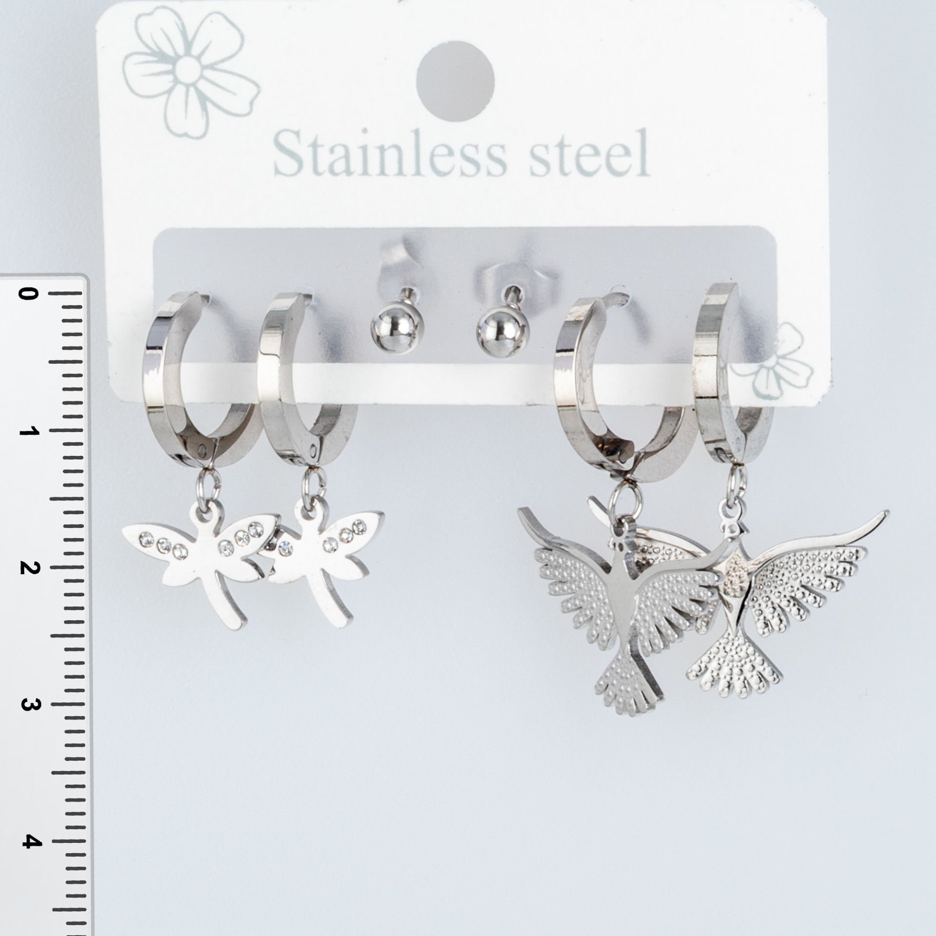 Steel Earrings - 3 Pairs
