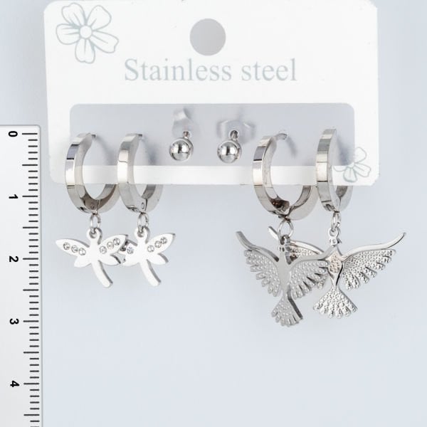 Steel Earrings - 3 Pairs