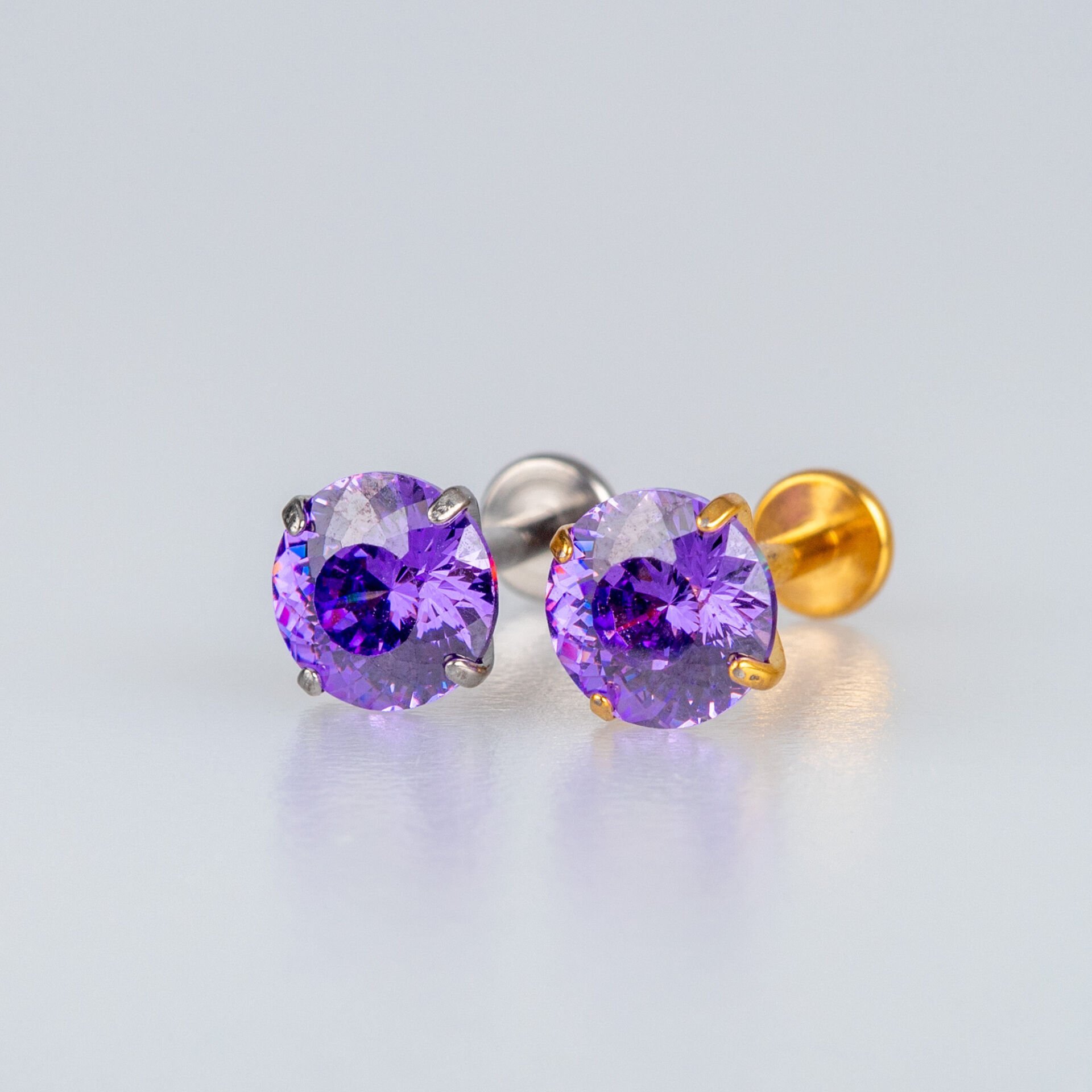 Piercing Titanyum Labret 6mm Taş