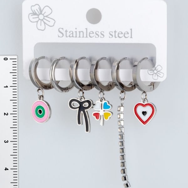 Steel Earrings - 6 Pieces