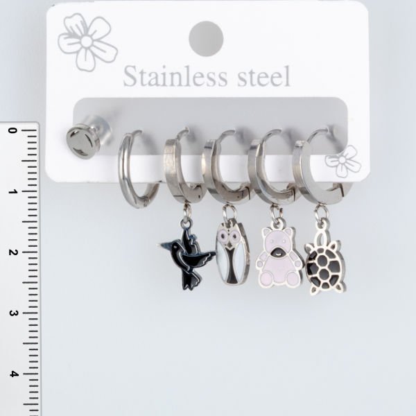 Steel Earrings - 6 Pieces