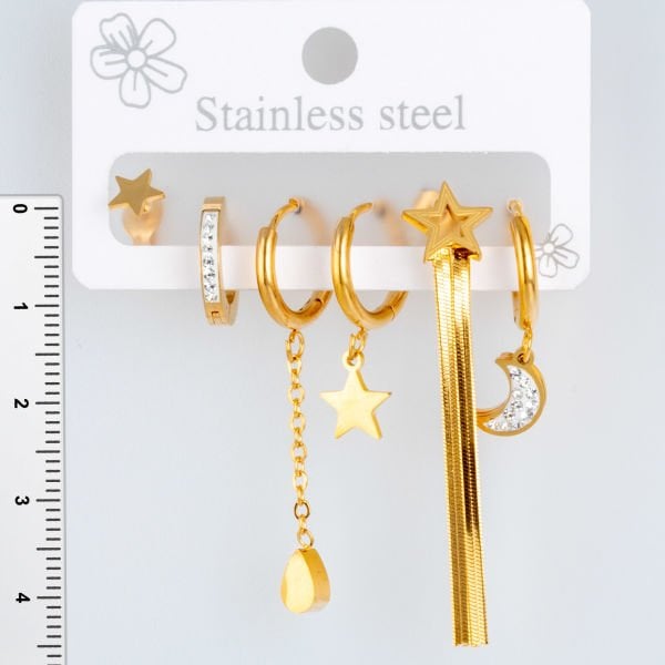 Steel Earrings - 6 Pieces