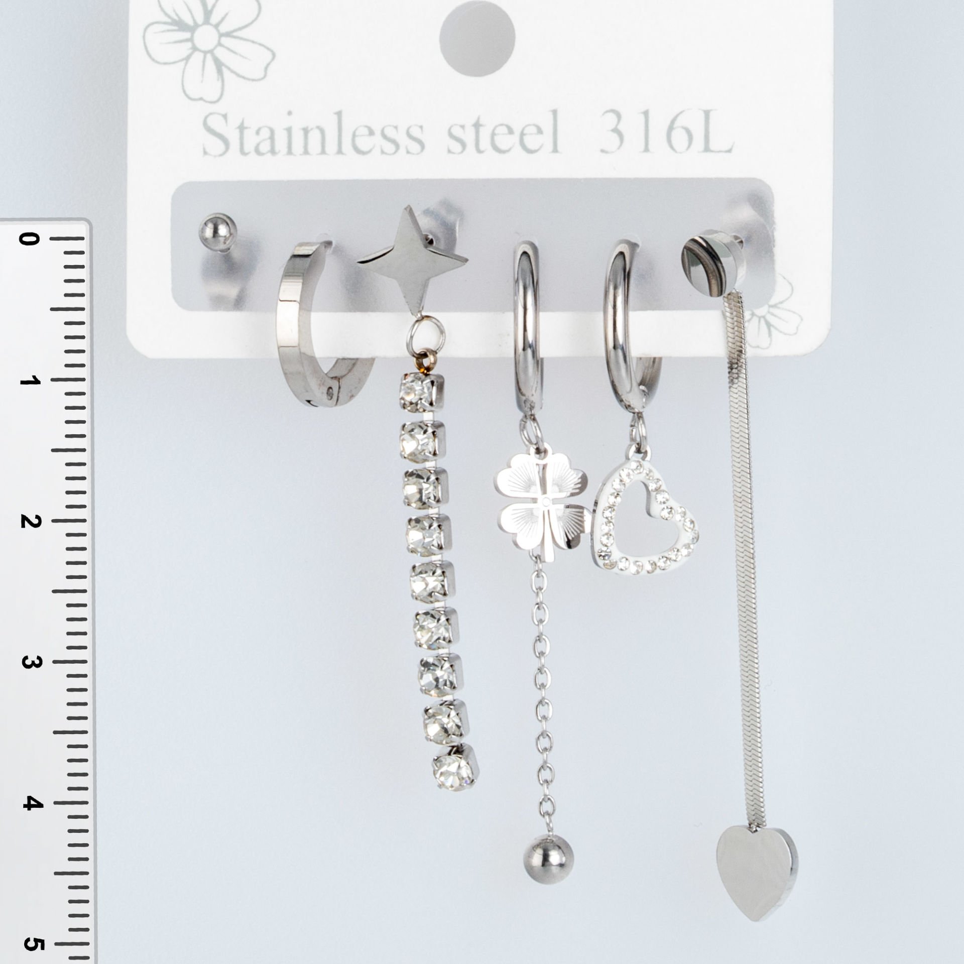 Steel Earrings - 6 Pieces