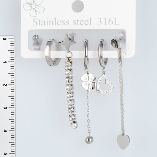 Steel Earrings - 6 Pieces