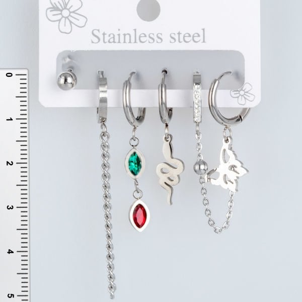Steel Earrings - 6 Pieces