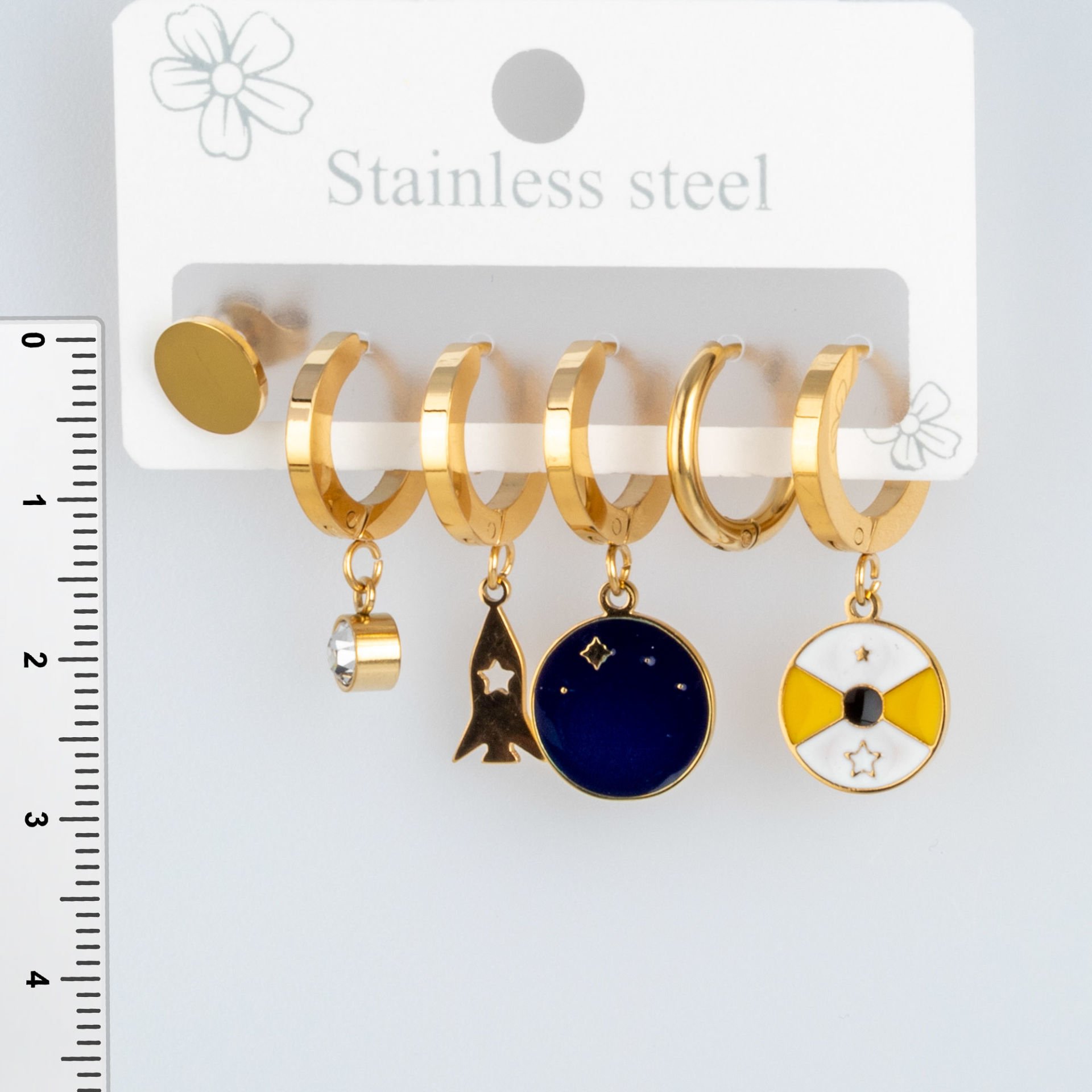 Steel Earrings - 6 Pieces