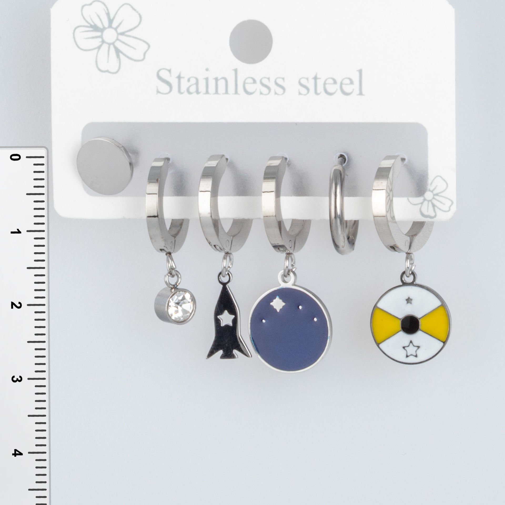 Steel Earrings - 6 Pieces