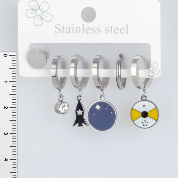 Steel Earrings - 6 Pieces
