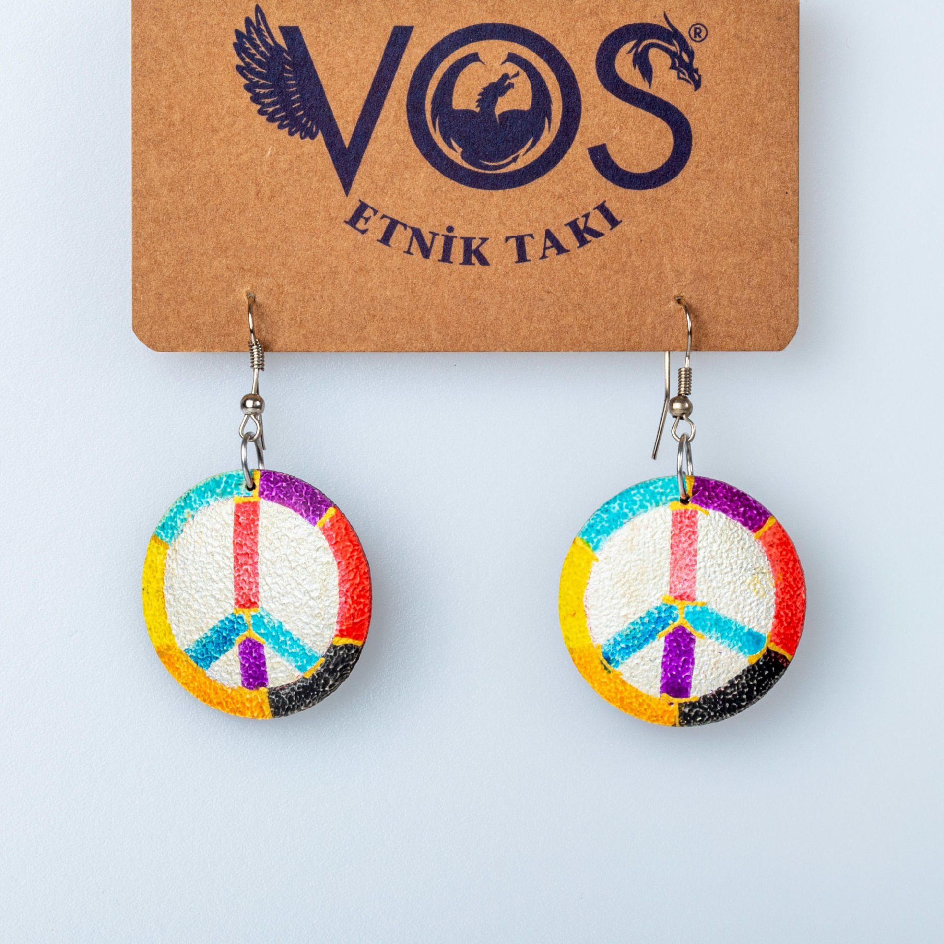 El Yapımı Ahşap Küpe Barış