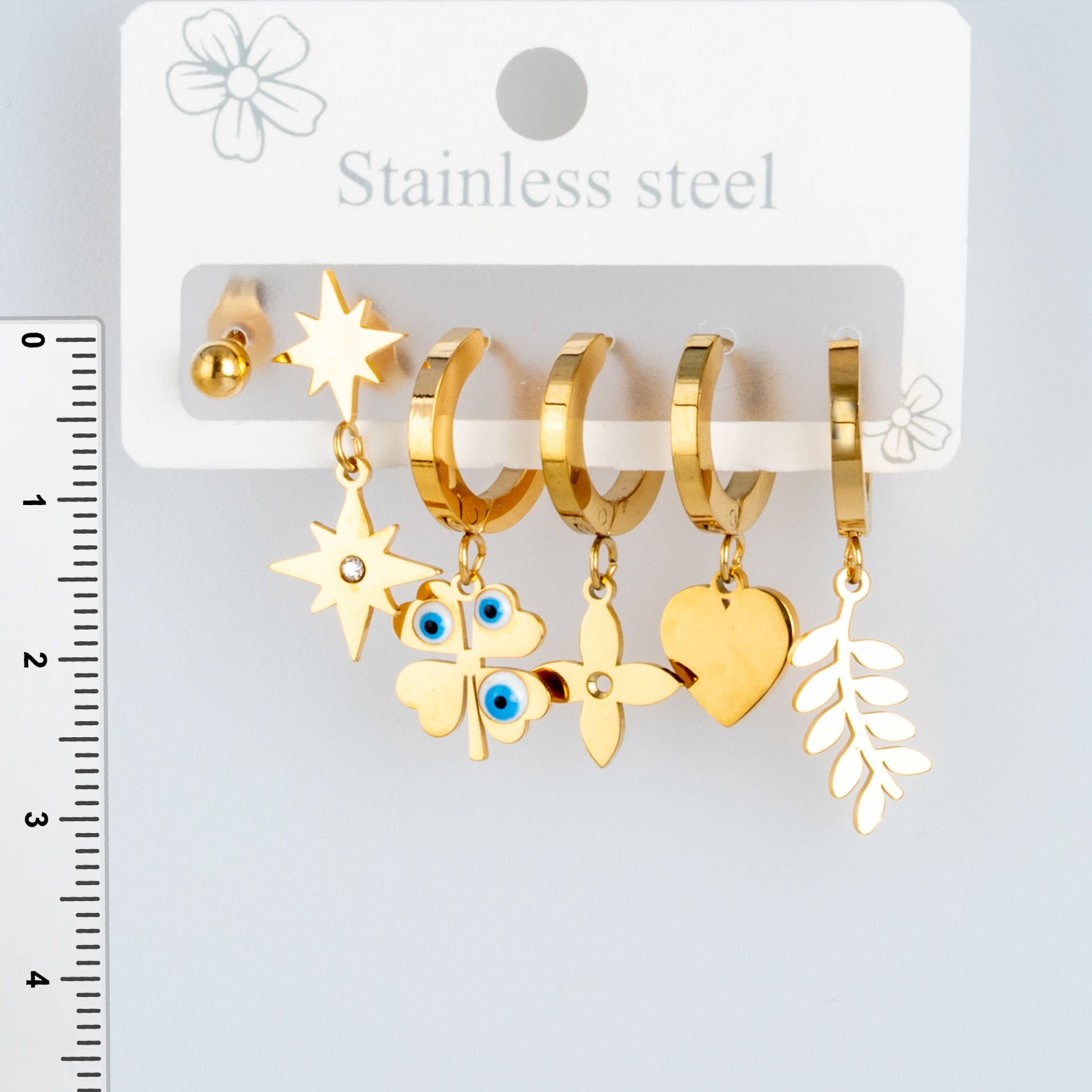 Steel Earrings - 6 Pieces