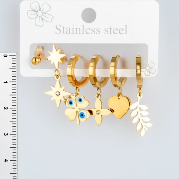 Steel Earrings - 6 Pieces