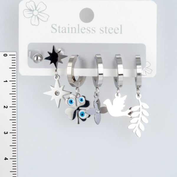 Steel Earrings - 6 Pieces
