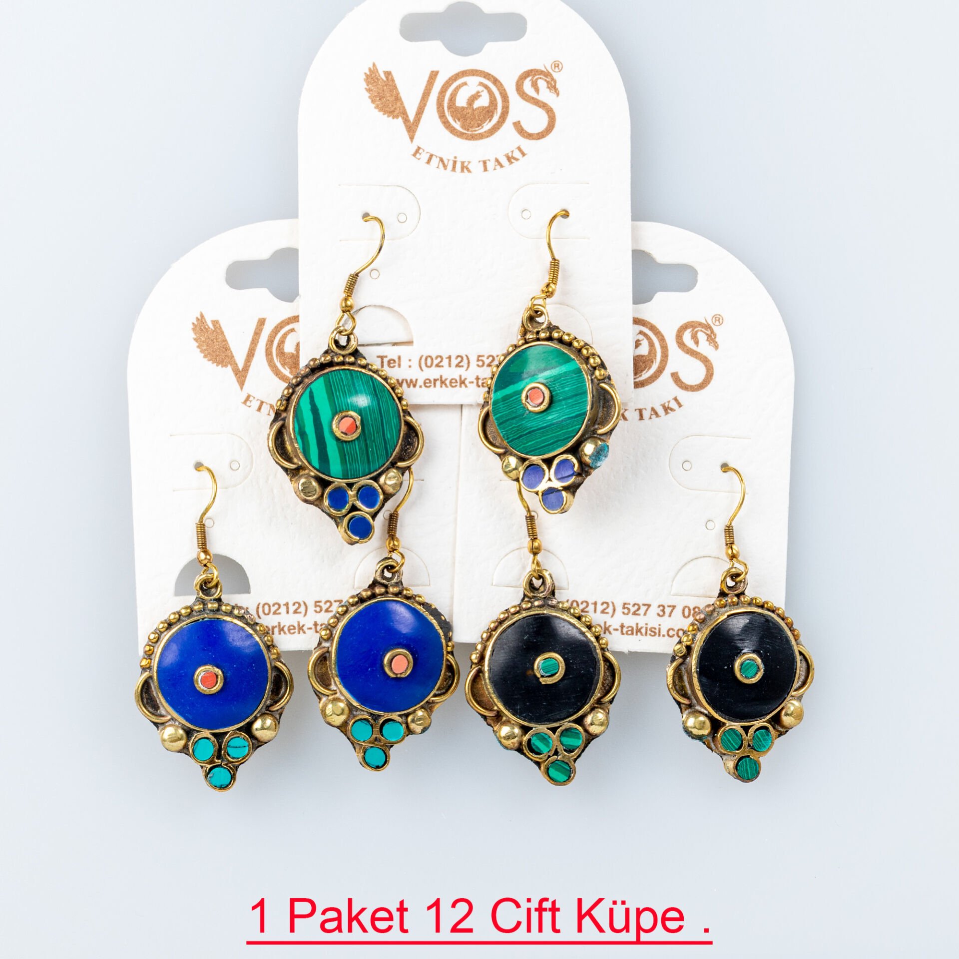Pirinç Küpe Paket 12 Çift Mix