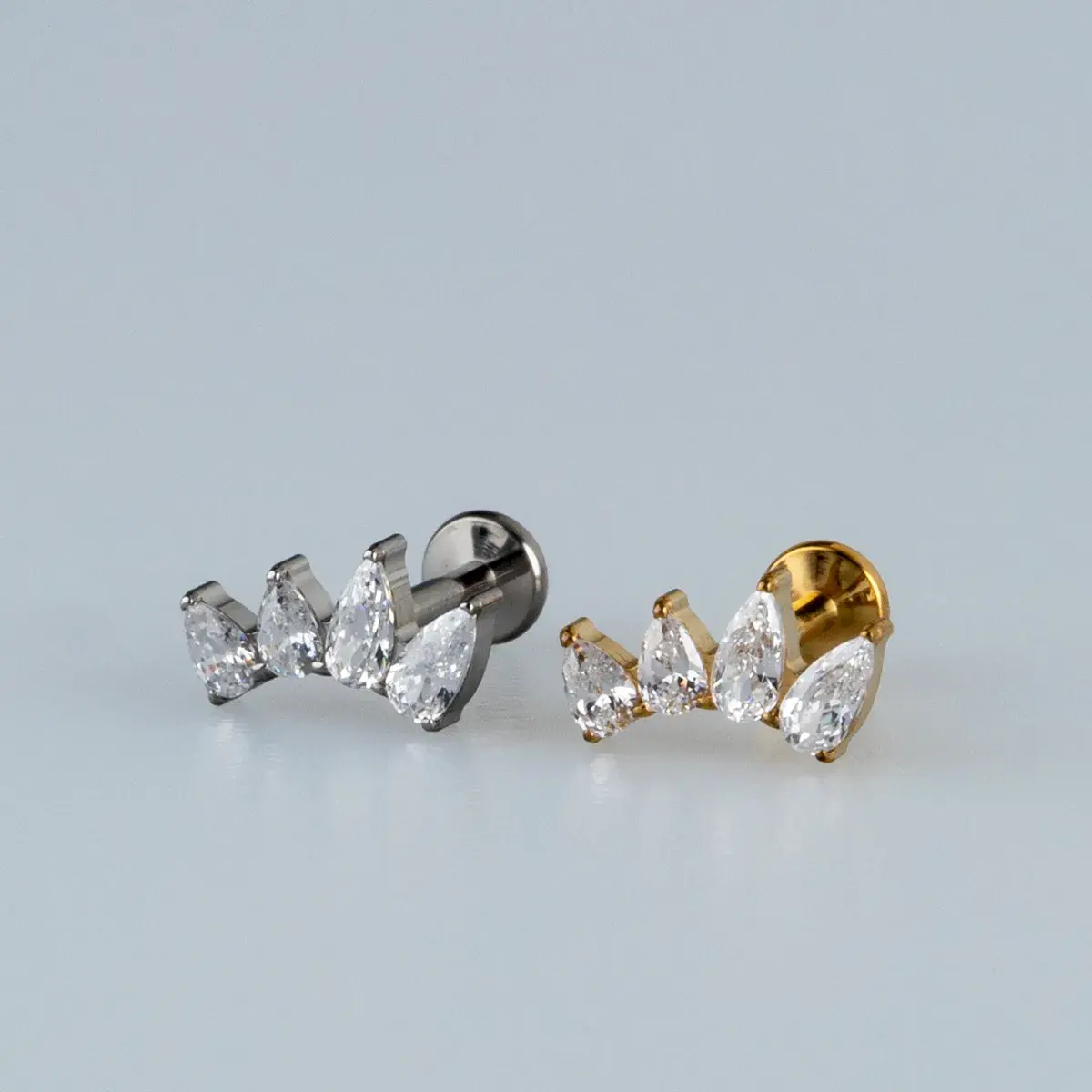 Toptan G23 Titanyum Dörtlü Damla Piercing Sarı 8mm
