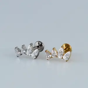 Toptan G23 Titanyum Dörtlü Damla Piercing Sarı 8mm