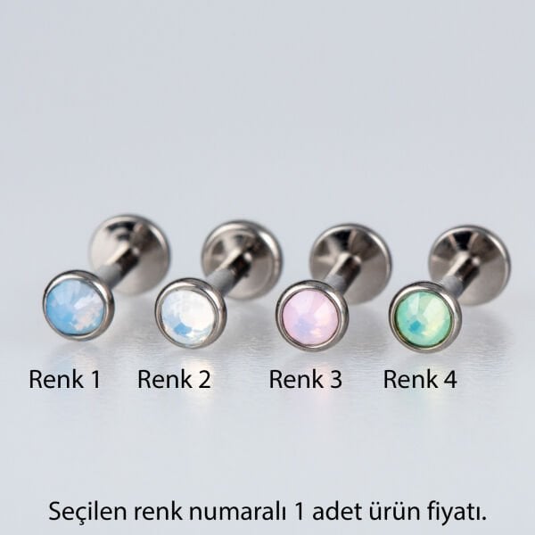 Piercing Titanyum Labret 3mm Taş
