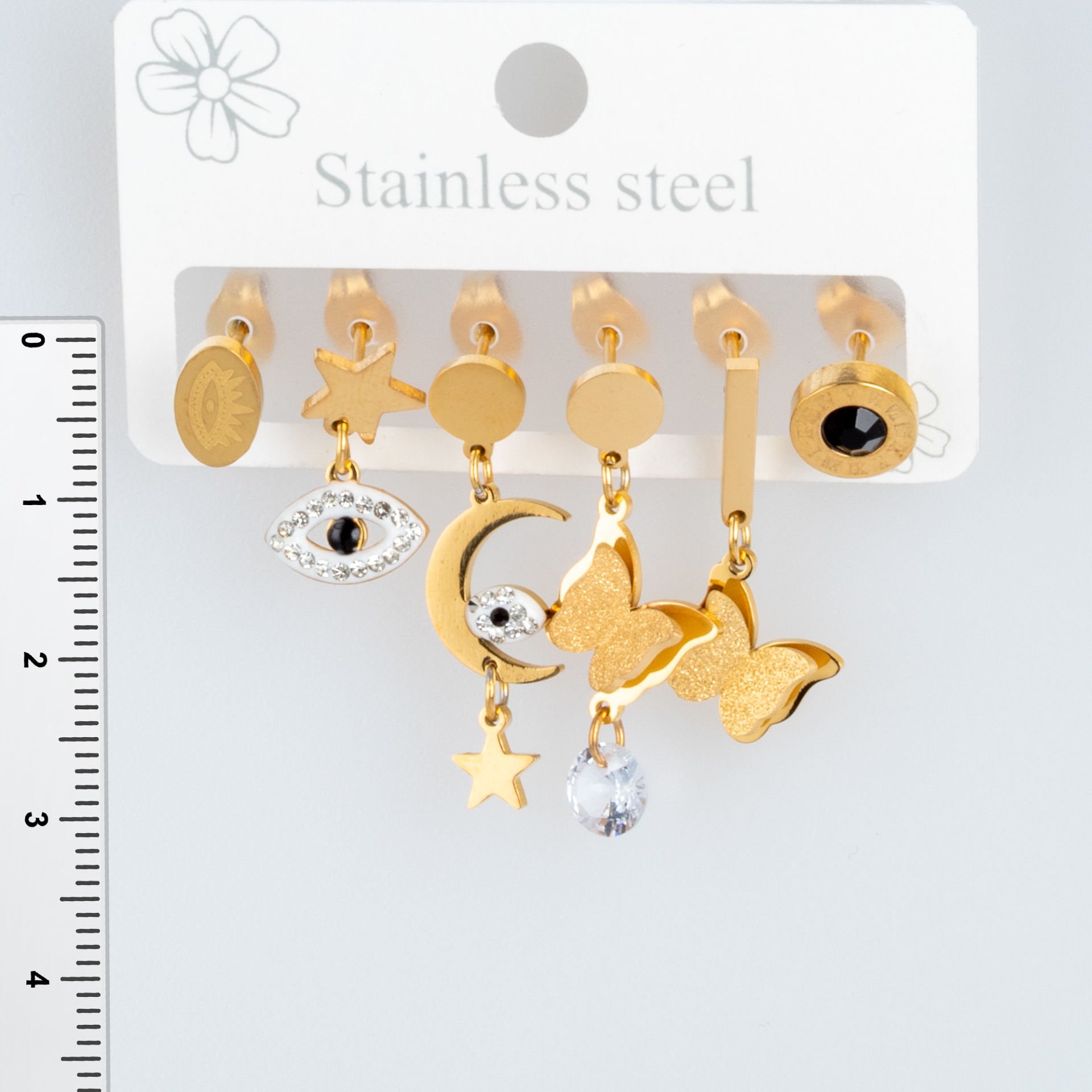 Steel Earrings - 6 Pieces
