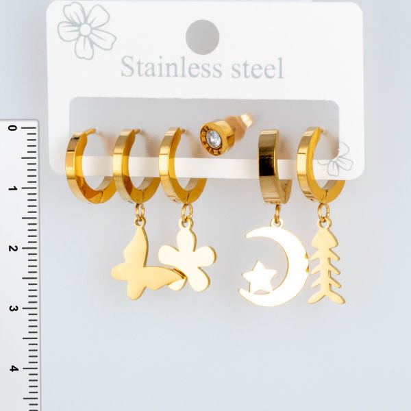 Steel Earrings - 6 Pieces