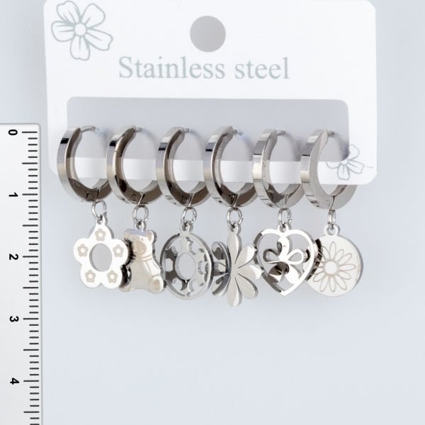 Steel Earrings - 6 Pieces