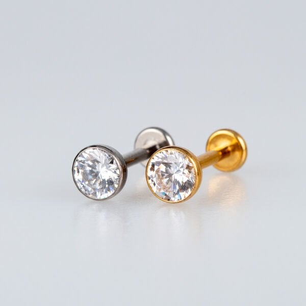 Piercing Titanyum Labret 5mm Taş
