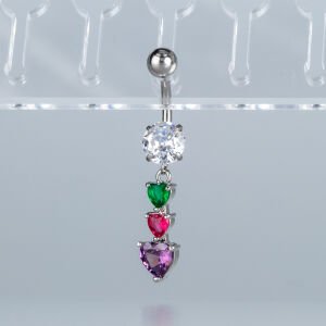 Piercing Göbek Fashion Kalp Taş