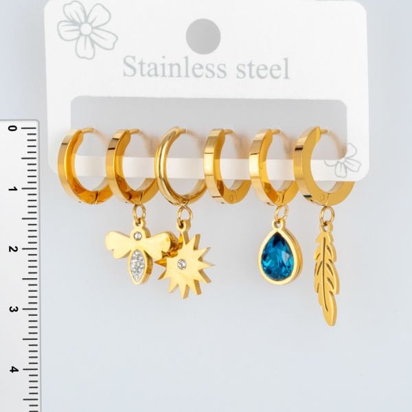 Steel Earrings - 6 Pieces