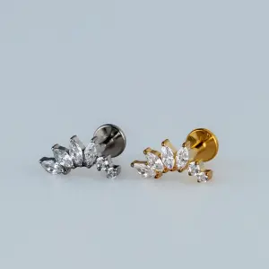 Toptan G23 Titanyum Markiz Lotus Piercing Beyaz 8mm