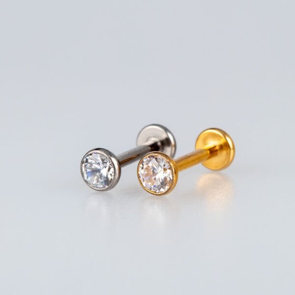 Piercing Titanyum Labret 4mm Taş