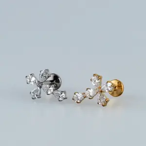 Toptan G23 Titanyum Haç Figür Piercing Beyaz 8mm