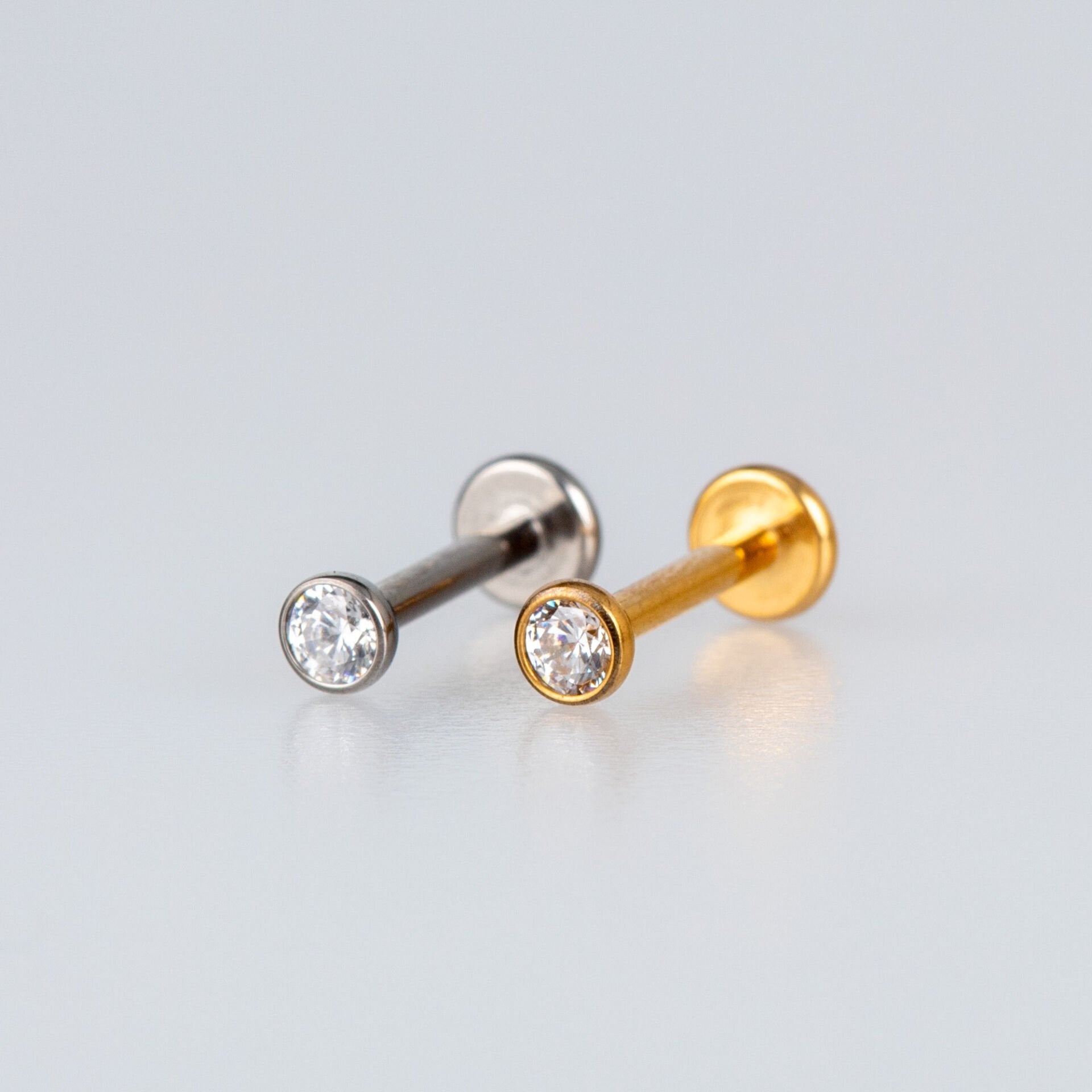 Piercing Titanyum Labret 3mm Taş Beyaz 6mm