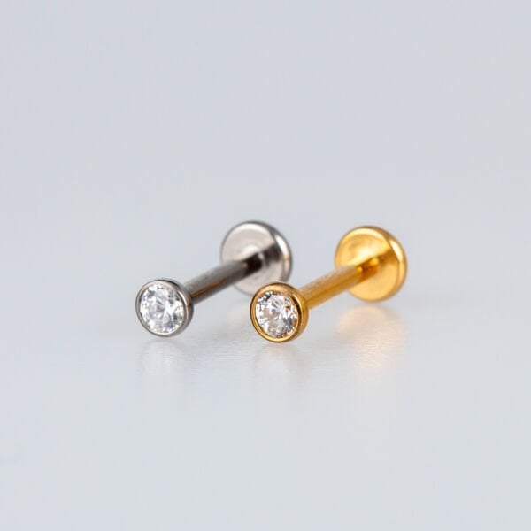 Piercing Titanyum Labret 3mm Taş Beyaz 6mm