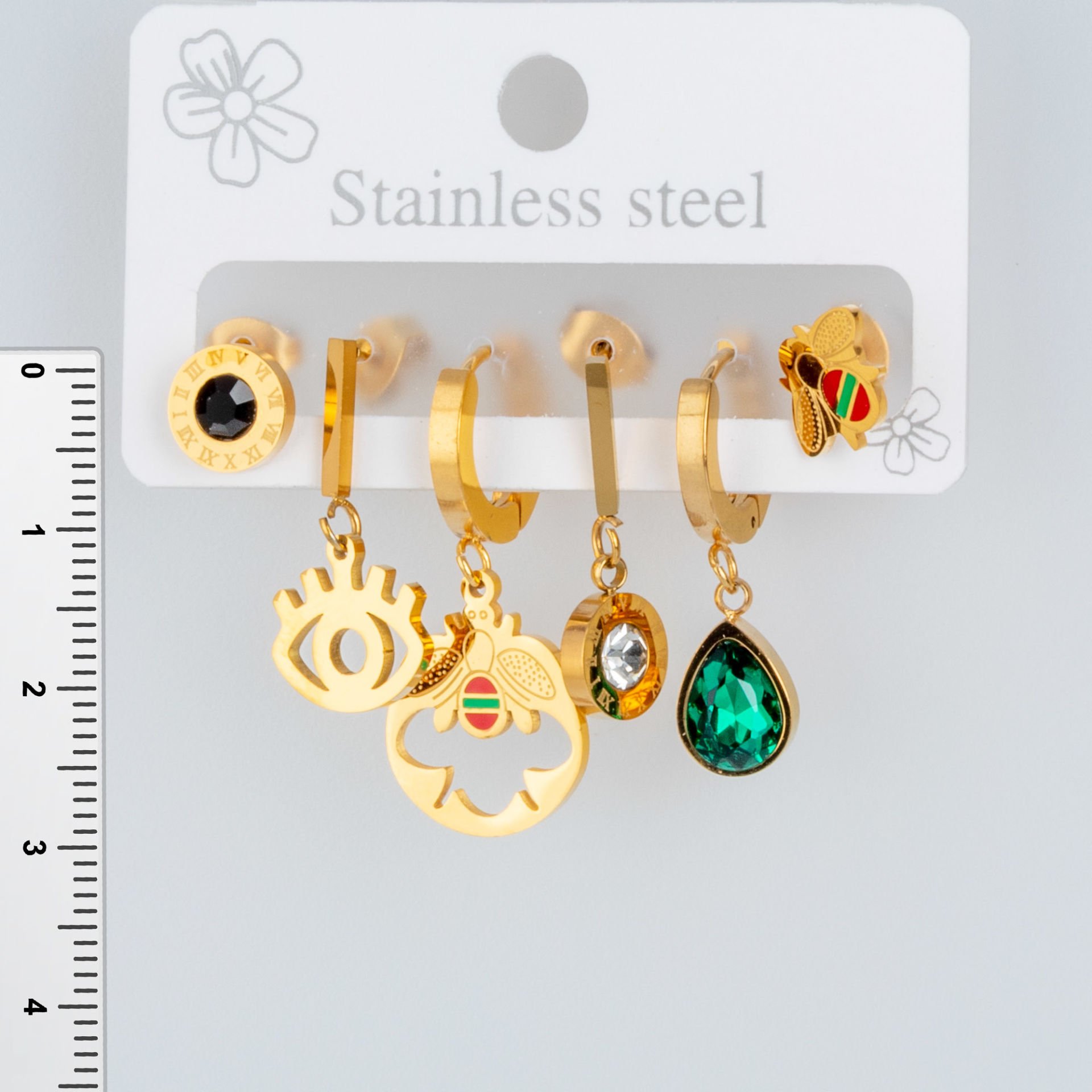 Çelik Küpe  Arı Göz - 6  Adet